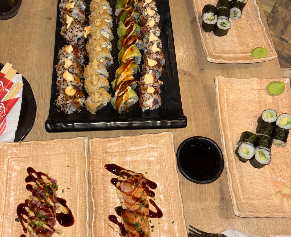 Sushi platter at Happy Bar and Grill restaurant in Sofia, Bulgaria
