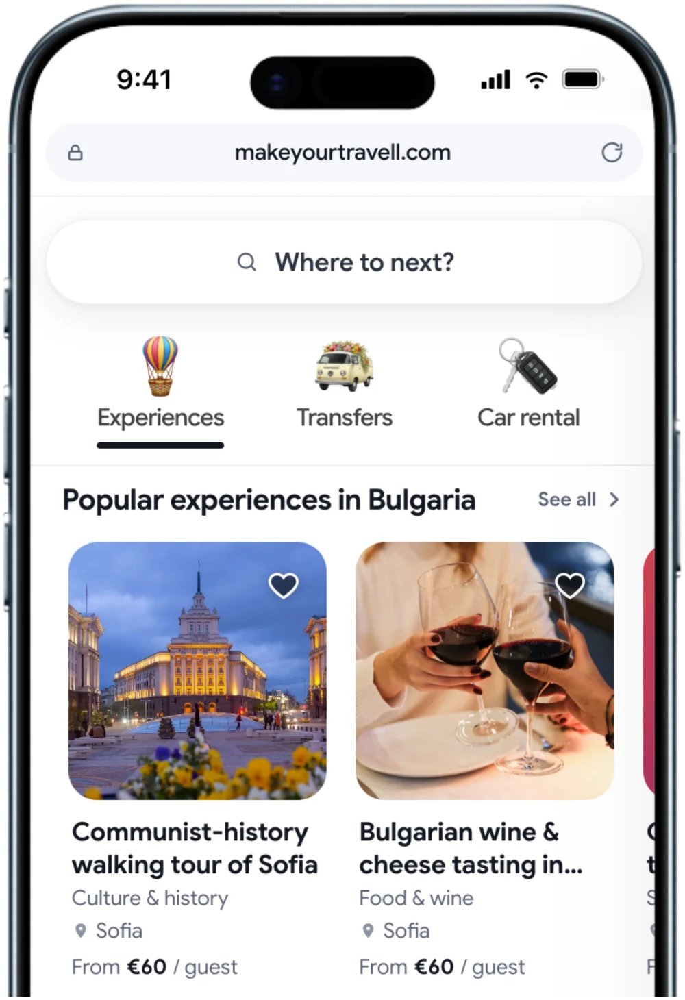 The MakeYourTravel booking app open on a phone